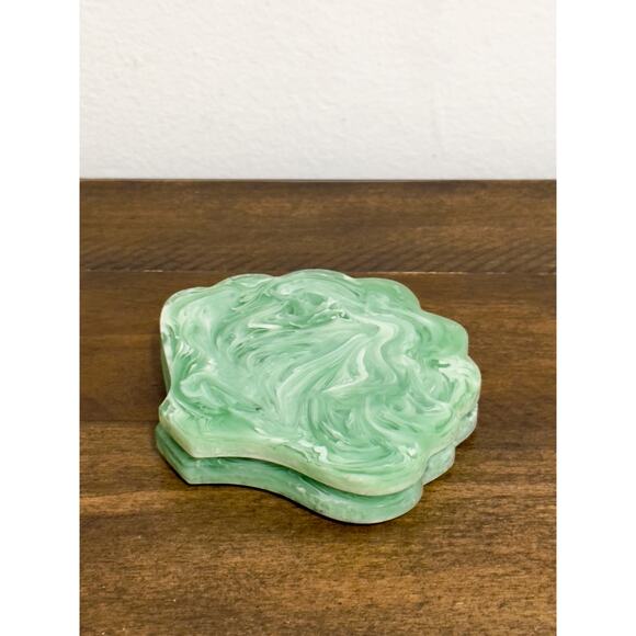NWT: Anthropologie - Pair of  Pernille Rosenkilde, Green Scalloped Coasters - Picture 5 of 8